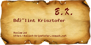 Bálint Krisztofer névjegykártya